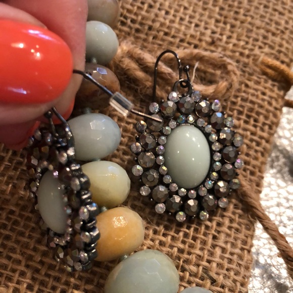 Sea Kissed Light Bluish Green & Crystal Earrings - Picture 7 of 8